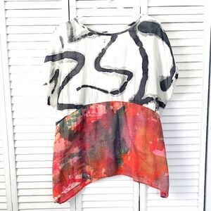 Sucesos Handpainted Cotton Classic Ladies Blouse One Size
